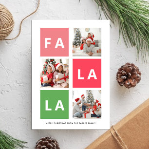 Fa La La Modern Fun Colorful Family Photo Collage Holiday Card
