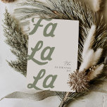 Fa La La Modern Green Plaid Family Christmas  Holiday Card
