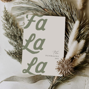 Fa La La Modern Green Plaid Family Christmas Holiday Card