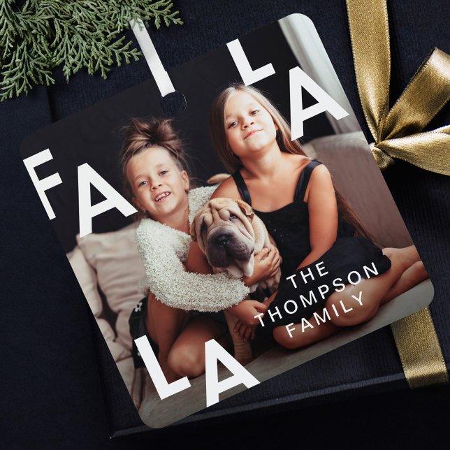 FA LA LA Modern Minimal Typography Family Photo Metal Ornament (FA LA LA Modern Minimal Typography Family Photo Metal Ornament)