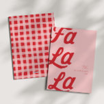Fa La La Modern Pink &amp; Red Plaid Family Christmas  Holiday Card