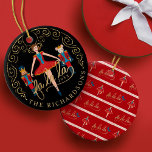 Fa La La Nutcracker Ballet Christmas Characters  Ceramic Ornament<br><div class="desc">Beautiful, whimsical, and magical Christmas ornament. We've hand-painted all the illustrations and typography that you see in this holiday ornament. Our design features our beautiful nutcracker Christmas characters. the words "Fa La La" are hand-drawn and pair perfectly with our illustration. Nutcracker, nutcracker mouse king, and nutcracker ballet dancer. An elegant...</div>