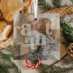 Fa La La Overlay Typography' Photo Christmas Glass Ornament<br><div class="desc">Decorate your home with this holiday season with this modern Christmas Glass Ornament. Design features the text Fa La La in a transparent typography,  overlaying a photography of your choice. Simply add family name and viola!</div>
