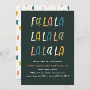 Fa la la Pastel Color Holiday Christmas party Invitation
