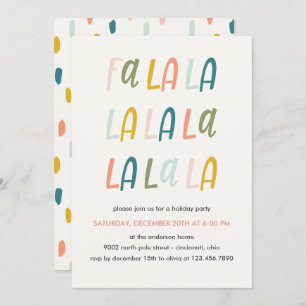 Fa la la Pastel Color Holiday Christmas party Invitation