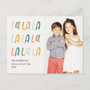 FA LA LA Pastel colors Cute Photo Holiday Postcard