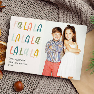 Fa La La Pastel colors Holiday Photo Cards