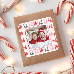 Fa La La Personalized Christmas Photo Square Sticker