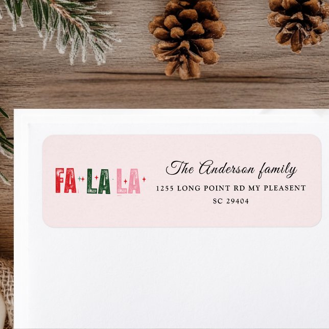 Fa La La Personalized Family Christmas  Label (Creator Uploaded)