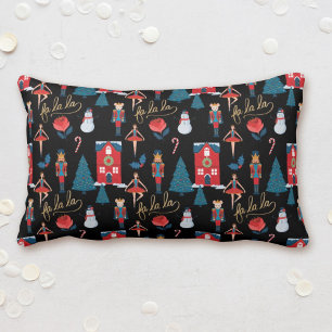 Fa La La Pink Nutcracker Christmas Ballet Scene Lumbar Pillow