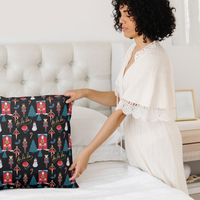 Fa La La Pink Nutcracker Christmas Ballet Scene Throw Pillow (Creator Uploaded)