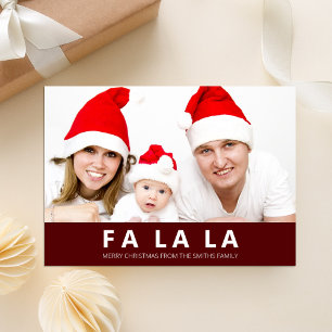 Fa La La Red Modern Christmas Photo Holiday Card