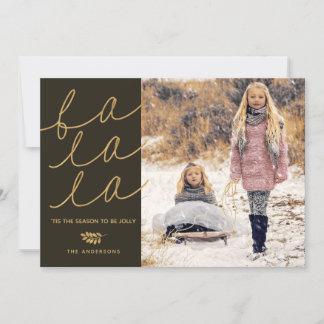 Fa la la Rustic Holiday 4 Photo Collage Flat Card