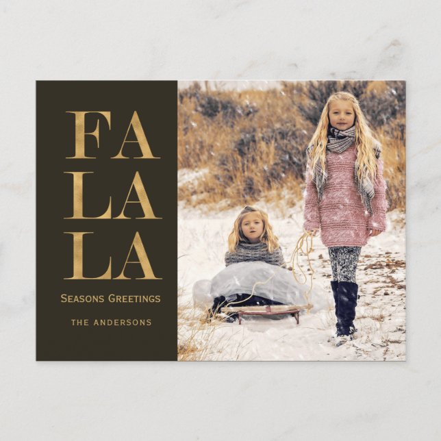 Fa la la Rustic Holiday Photo Postcard (Front)