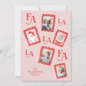 Fa La La Santa Claus Christmas Postage Stamp Photo Holiday Card (Front)