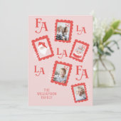 Fa La La Santa Claus Christmas Postage Stamp Photo Holiday Card (Standing Front)