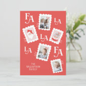 Fa La La Santa Claus Christmas Postage Stamp Photo Holiday Card (Standing Front)