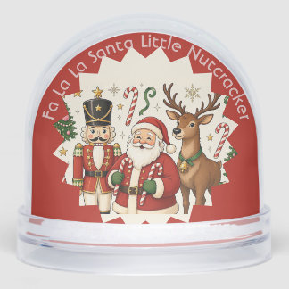 Fa La La Santa Nutcracker Christmas Reindeer Magic Snow Globe