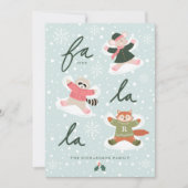 Fa La La Snow Angel Woodland Animals Fun Winter Holiday Card (Front)
