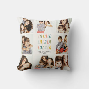 FA LA LA Square Photo Collage Holiday Gift Throw Pillow