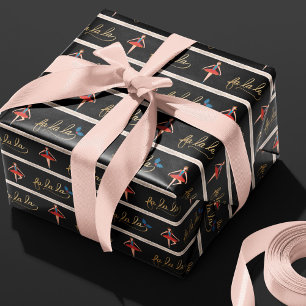 Fa La La Stripe Christmas Nutcracker Ballerina Wrapping Paper