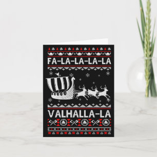 Fa La La Valhalla Viking Ship Christmas Xmas Ugly  Card