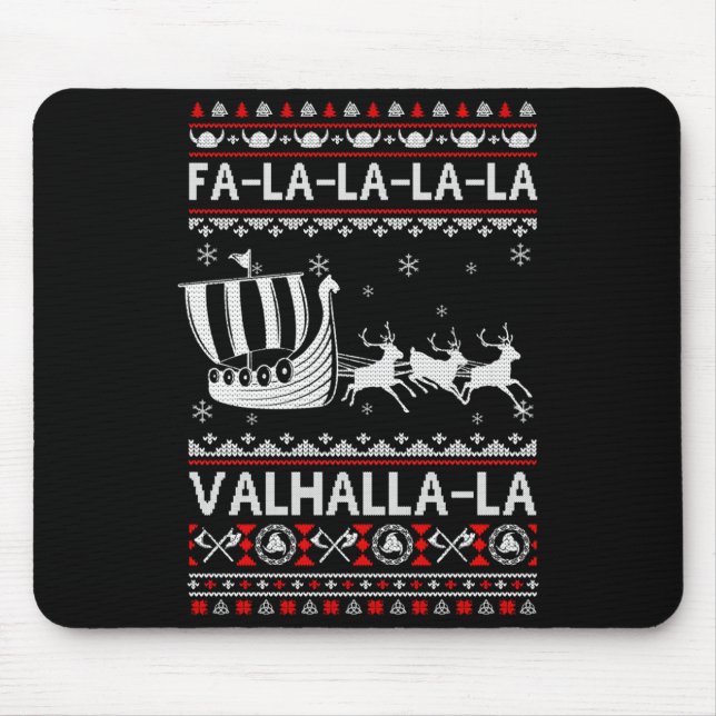 Fa La La Valhalla Viking Ship Christmas Xmas Ugly  Mouse Pad (Front)