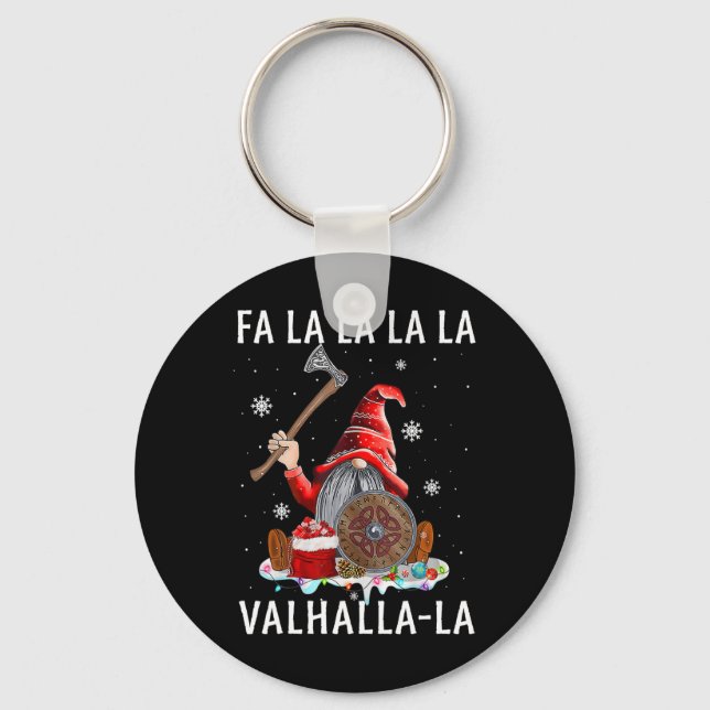 Fa La La Valhalla Xmas Gnome Beard Viking Weapon C Keychain (Front)
