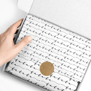 FA LA LA White & Black Calligraphy Christmas Carol Tissue Paper