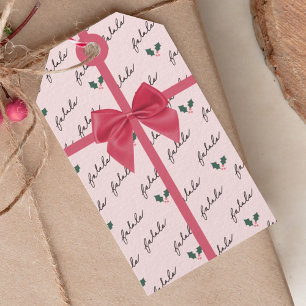 Fa La, Let It Snow Christmas Tree Pink Vintage Van Gift Tags