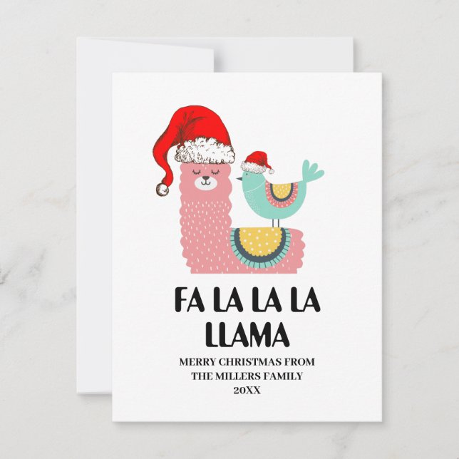 Fa La Llama Card, Funny Christmas Card, Note Card (Front)