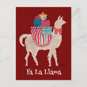 Fa La Llama Cute Personalized Animal Art Christmas Holiday Postcard