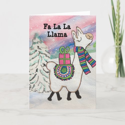 Fa La Llama Fun Modern Holiday Card