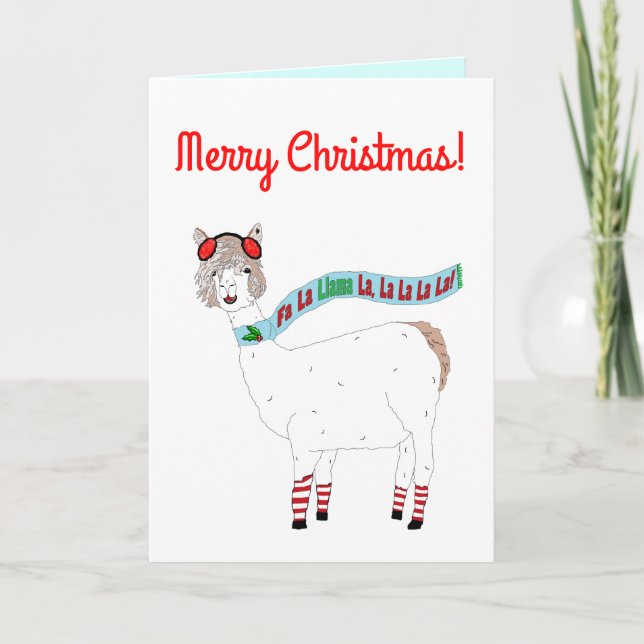 Fa La Llama La Christmas Blank inside Holiday Card (Front)
