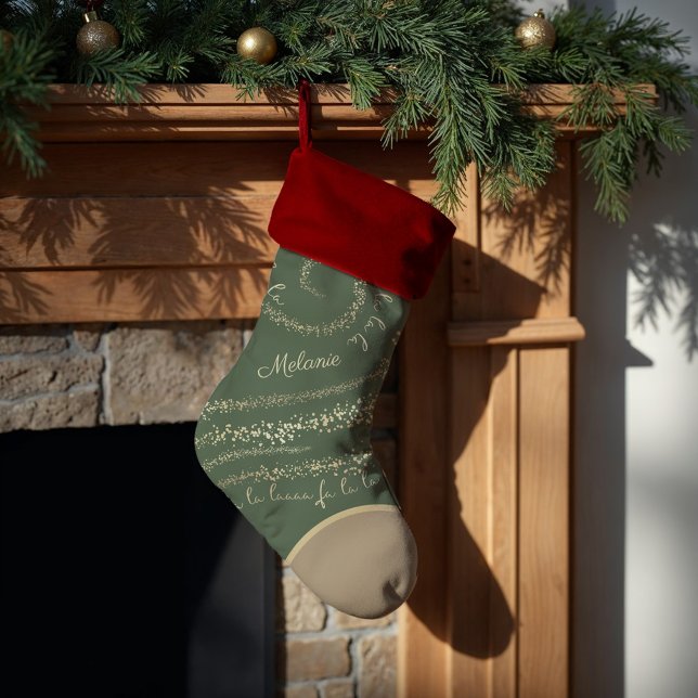 Fa La Magical Gold Christmas Carol Personalize Stocking (Fa La Magical Gold Christmas Carol Personalize Christmas Stocking)