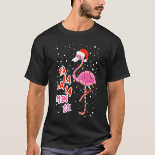 Fa La Mingo Cute Pink Flamingo Santa Hat Merry T-Shirt