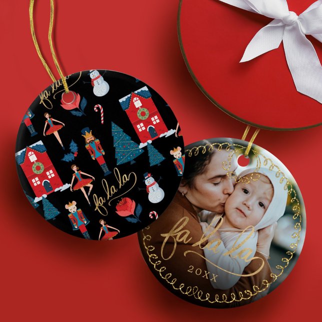 Fa La Nutcracker Christmas Character Family Photo Ceramic Ornament (Creator Uploaded)