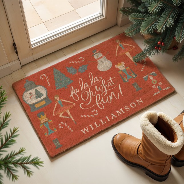 Fa La Oh What Fun Christmas Nutcracker Family Fiber Doormat (Fa La Oh What Fun Christmas Nutcracker Family Doormat)