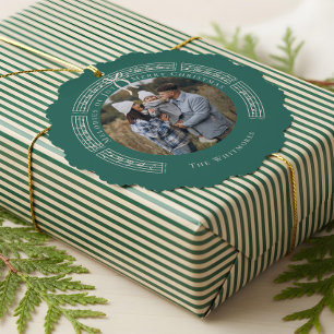 Fa La Vintage Sheet Music Family Photo Christmas Ornament Card