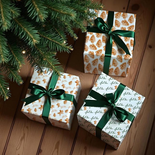 Fa La Watercolor Gingerbread Cookies Christmas Wrapping Paper Sheets (Fa La Watercolor Gingerbread Cookies Christmas Wrapping Paper Sheets)