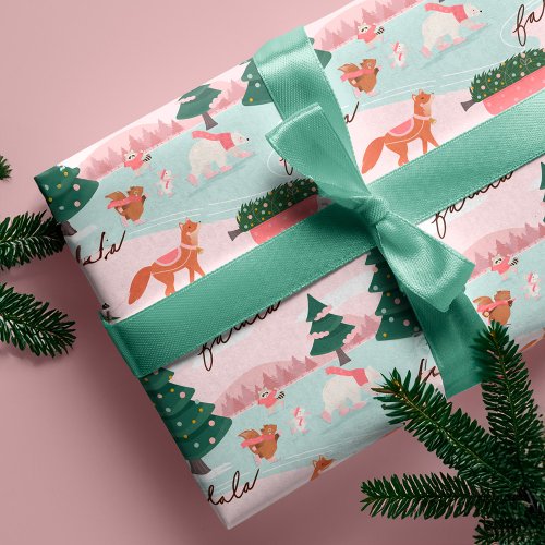 Fa La Winter Wonderland Forest Woodland Animals  Wrapping Paper