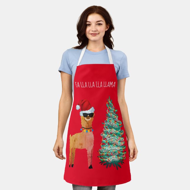 Fa lla lla lla llama Christmas Apron (Worn)