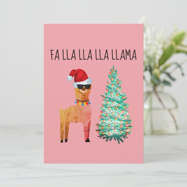Fa lla lla lla llama Christmas Card (Standing Front)