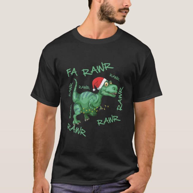 Fa Rawr Funny Kids Rex Dinosaur Christmas Pajama T-Shirt (Front)