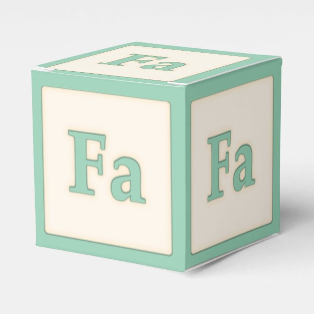 "Fa" Solfeggio Musical Baby Blocks Light Green Favor Boxes (Front Side)