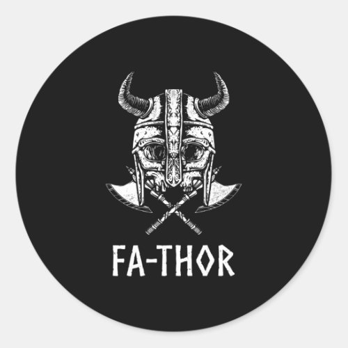 Fa_Thor Nordic Viking Skull Father Papa Dad Classic Round Sticker