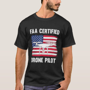 Faa Certified Drone Pilot Usa Flag Design T-Shirt