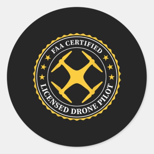 FAA Certified Licensed Drone Pilot _ BACK DESIGN Classic Round Sticker