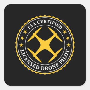 FAA Certified Licensed Drone Pilot - BACK DESIGN Square Sticker