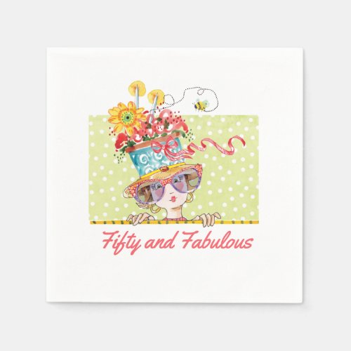 Fab 50 Funny Hat Lady Napkins